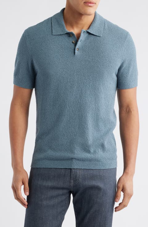 Short Sleeve Bouclé Polo Sweater