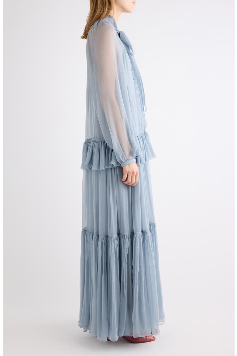 Silk Mousseline Maxi Dress, Alternate, color, SANDY BLACK