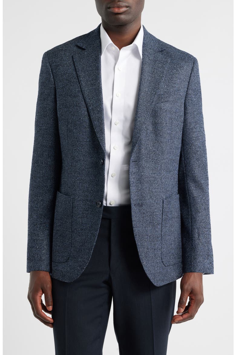 Black & Blue Slub Wool Blend Sport Coat, Main, color, BLACK- BLUE NIGHT MELANGE