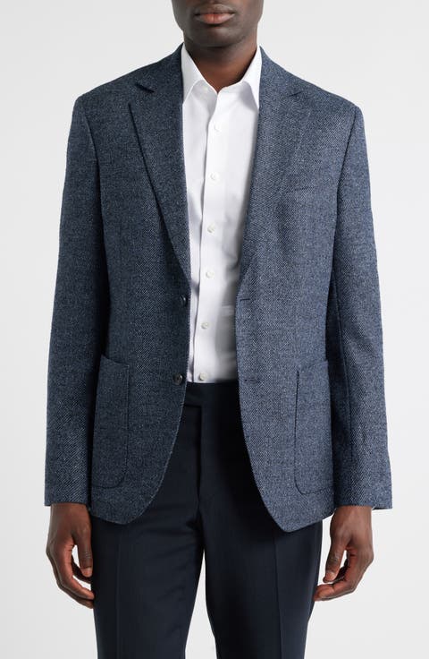 Black & Blue Slub Wool Blend Sport Coat (Regular & Big)