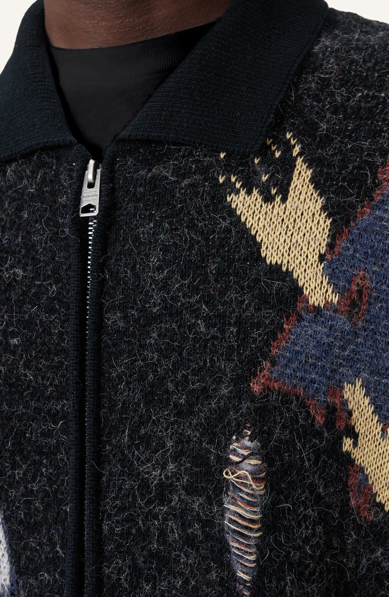 AllSaints Meller Zip-Up Cardigan, Alternate, color, Black