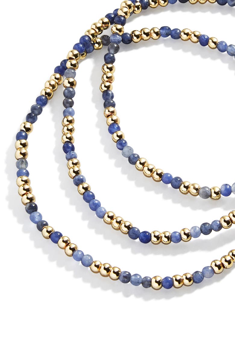 BaubleBar Sadie Set of 3 Semiprecious Bead Stretch Bracelets, Alternate, color, Navy