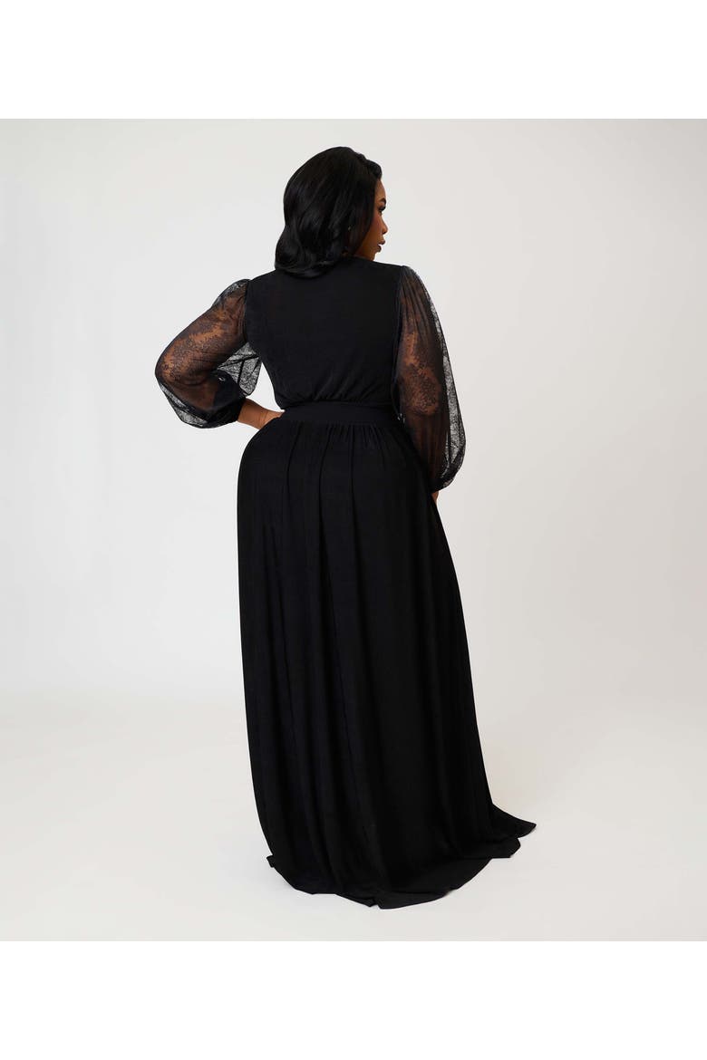 Plus Size Billow Long Sleeved Hollywood Duster, Alternate, color, Black Solid