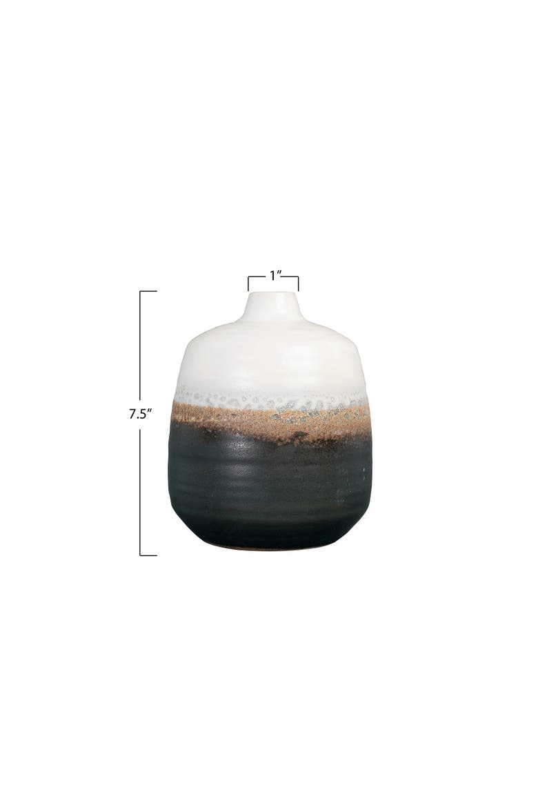 Ombré Ceramic Vase with Reactive Glaze, Black and White, Alternate, color, Brown
