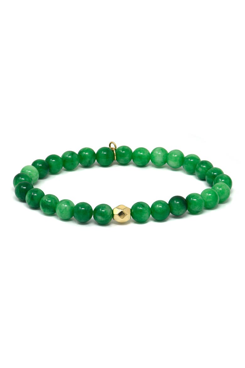 Bohème Smooth Green Jade Stretch Bracelet, Main, color, GREEN