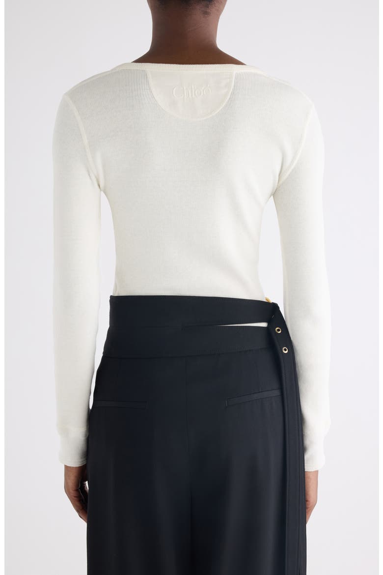 Scoop Neck Cotton Rib Henley, Alternate, color, ICONIC MILK