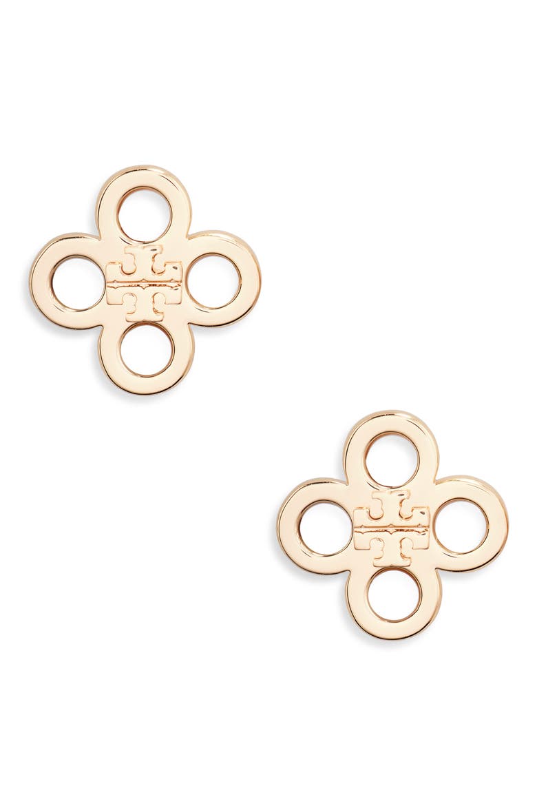 Kira Mother-of-Pearl Clover Stud Earrings, Main, color, TORY GOLD / MOTHER OF PEARL