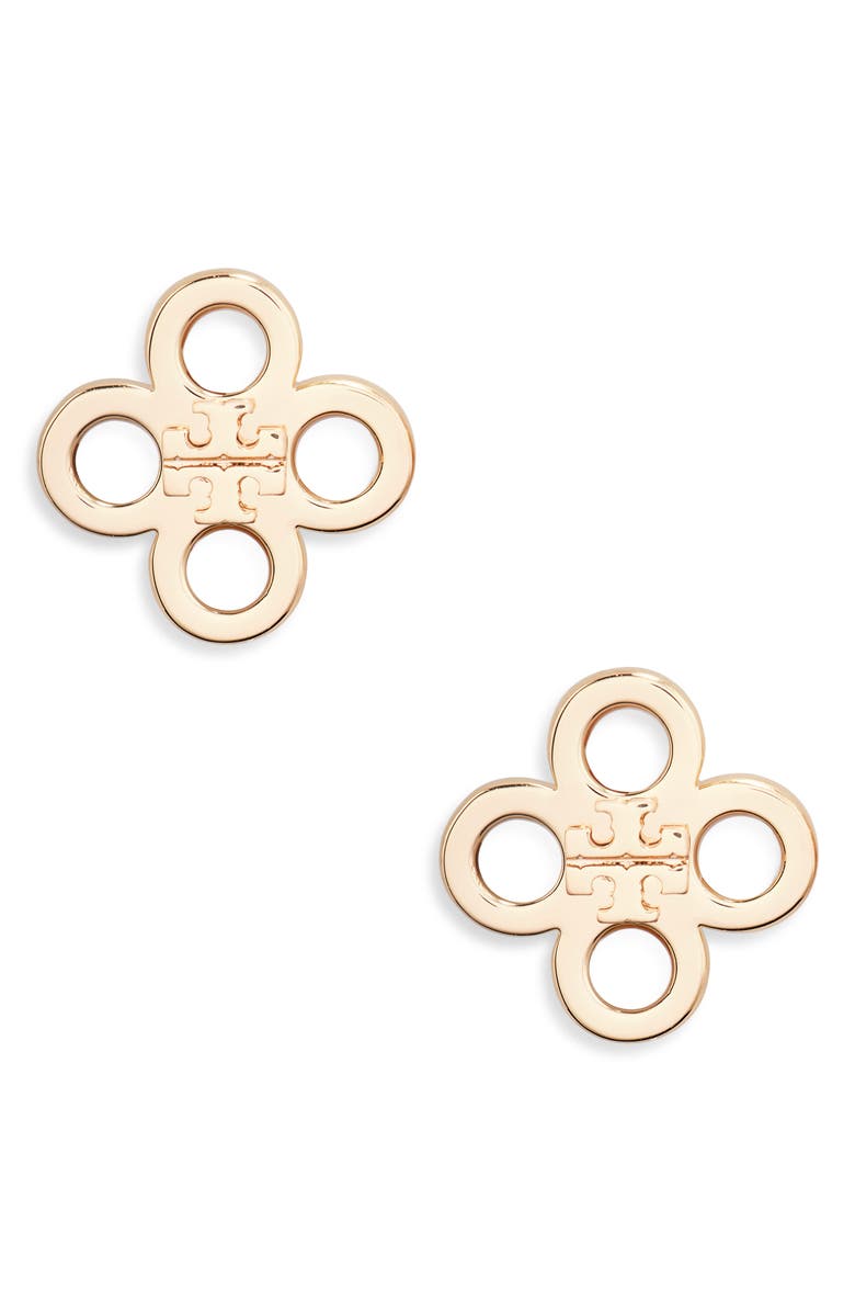 Tory Burch Kira Mother-of-Pearl Clover Stud Earrings, Main, color, Tory Gold / Mother Of Pearl