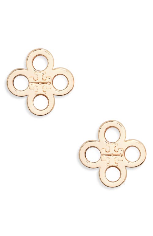 Tory Burch Kira Mother-of-pearl Clover Stud Earrings In Tory Gold/mother Of Pearl