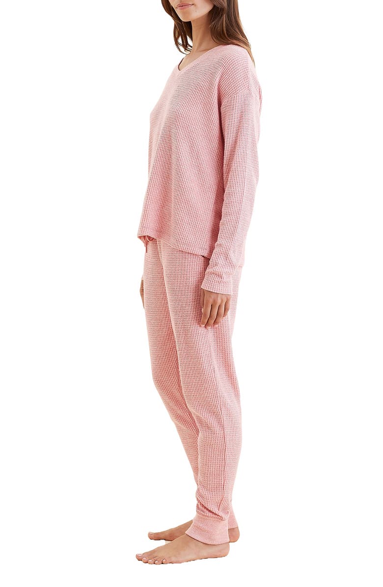 Papinelle Waffle Knit Pajamas, Alternate, color, Strawberry
