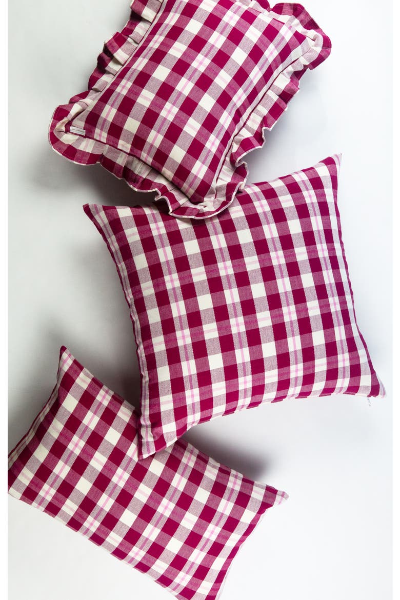 Handwoven Abigail Cranberry Cotton Throw Pillow, Alternate, color, Red