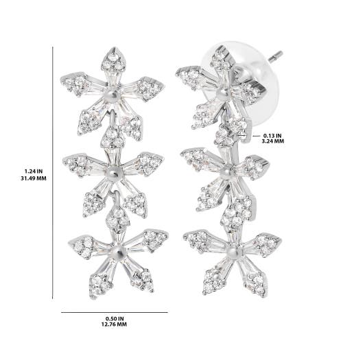 Jessica Simpson Crystal Snowflake Drop Earrings In Metallic
