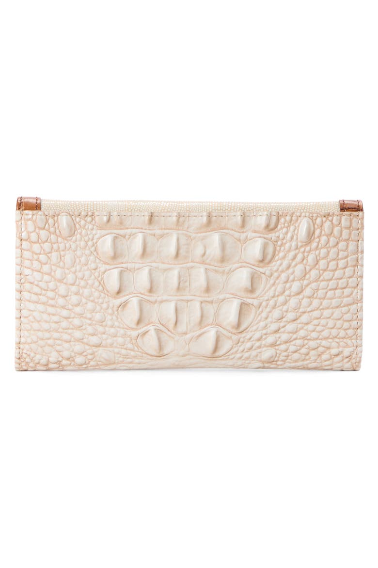 Veronica Croc Embossed Leather Wallet, Alternate, color, IVORY