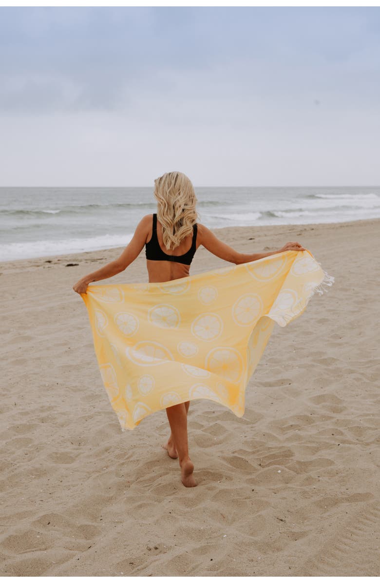 InfuseZen Citrus Lemon Organic Cotton Reversible Turkish Towel, Alternate, color, 