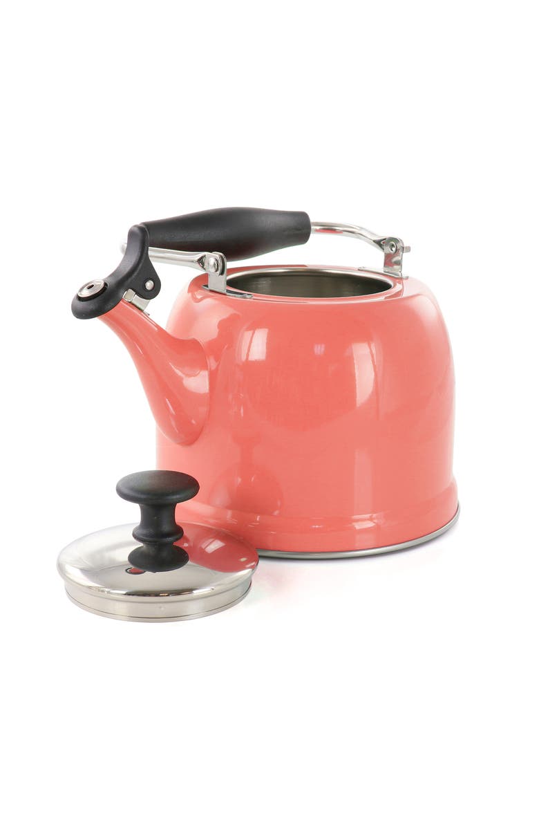 MARTHA STEWART Lily Pond 2.2 Quart Stainless Steel Tea Kettle, Alternate, color, Coral
