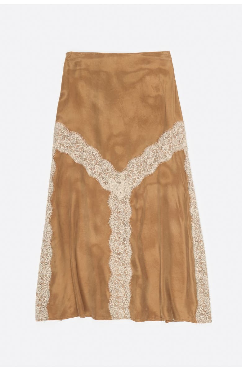 Bimba y Lola Lace-detailed flared skirt, Alternate, color, Toffee
