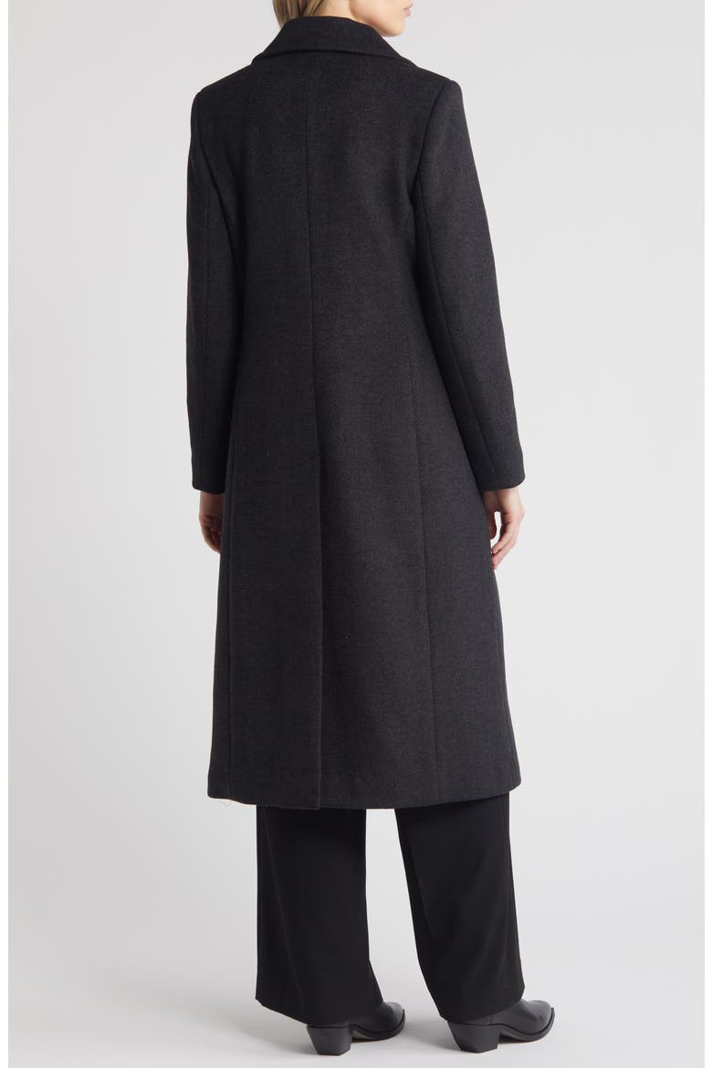 Single Breasted Twill Reefer Coat, Alternate, color, CHARCOAL TWO TONE TWILL
