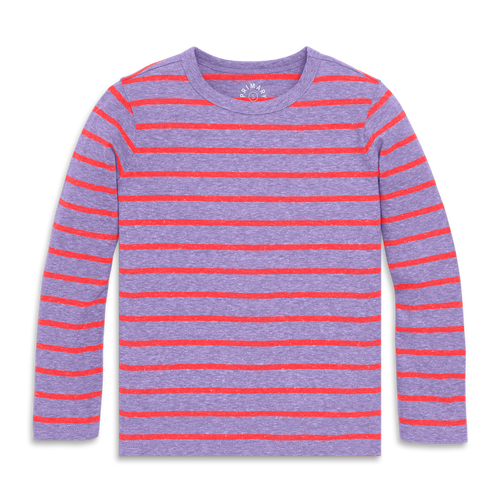 Primary Kids Heathered Long Sleeve Stripe Tee In Multi