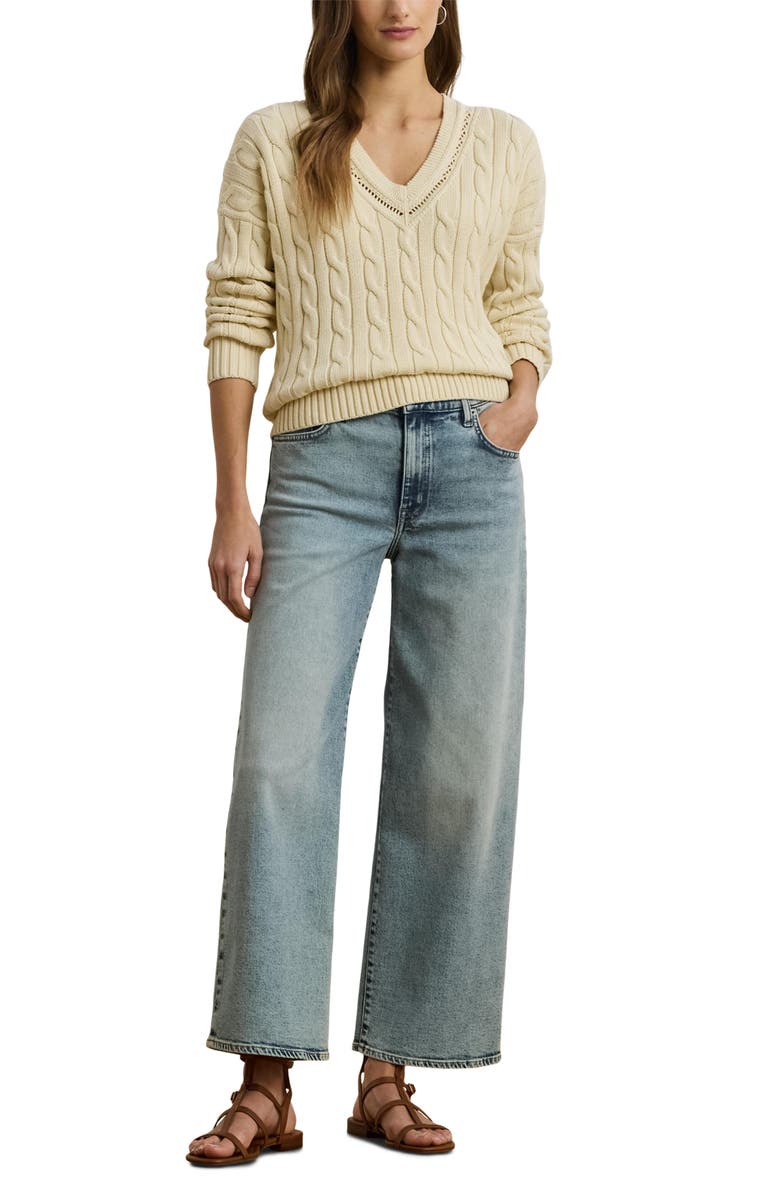 Lauren Ralph Lauren Pointelle & Cable Knit Cricket Sweater, Alternate, color,