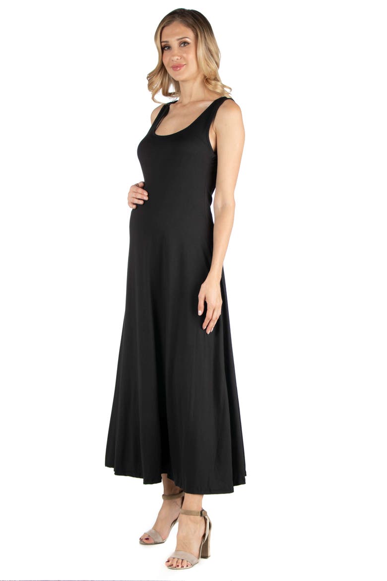 Maternity Slim fit A-Line Sleeveless Maxi Dress, Alternate, color, Black