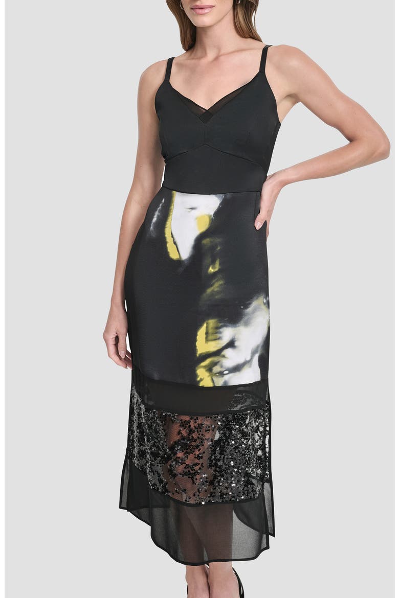 Mesh & Sequin Paneled Midi Skirt, Alternate, color, MARBLED CITRONELLA
