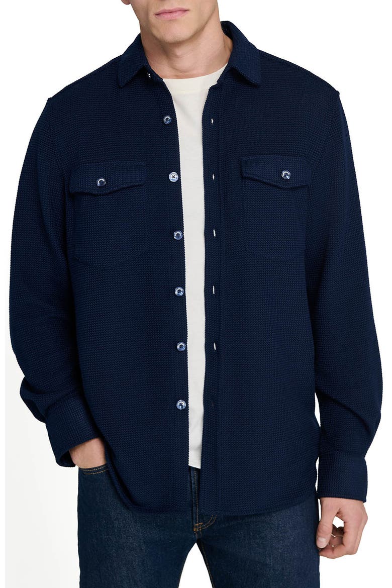 Slim Fit Solid Shirt Jacket, Main, color, NAVY