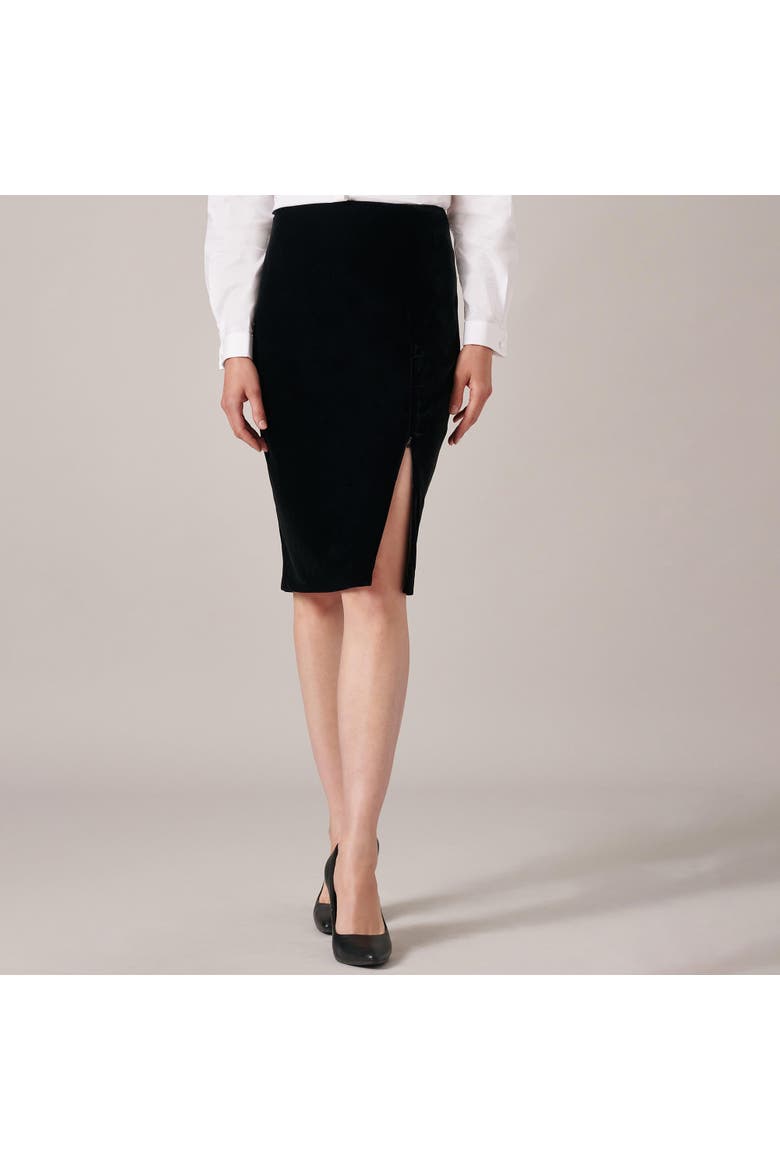 Women 's Skirt  Etoile Black Designer Skirt With Adjustable Zippered Waist And Side Slit, Alternate, color, Black
