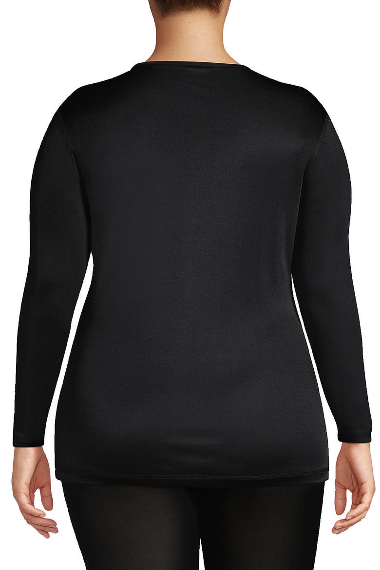 Silk Interlock Long Sleeve Crewneck Long Underwear Top, Alternate, color, Black