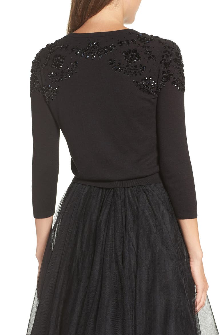 Millie Beaded Cotton Blend Sweater, Alternate, color, BLACK