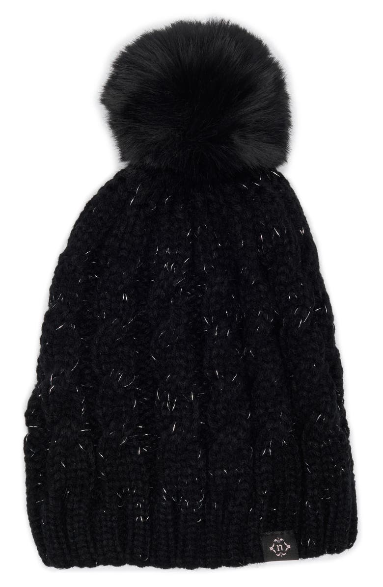 Nanette Lepore Metallic Knit Sequin Pom Pom Beanie Women’s One Size New! Nanette Lepore Hat Beanie Black Rhinestone | Mercari main image 4