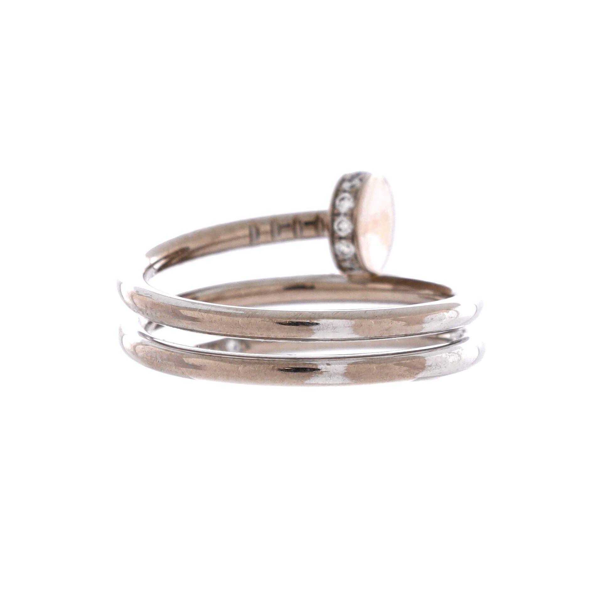 Juste un Clou Double Ring 18K White Gold and Diamonds Small, Alternate, color, Metallic Gold