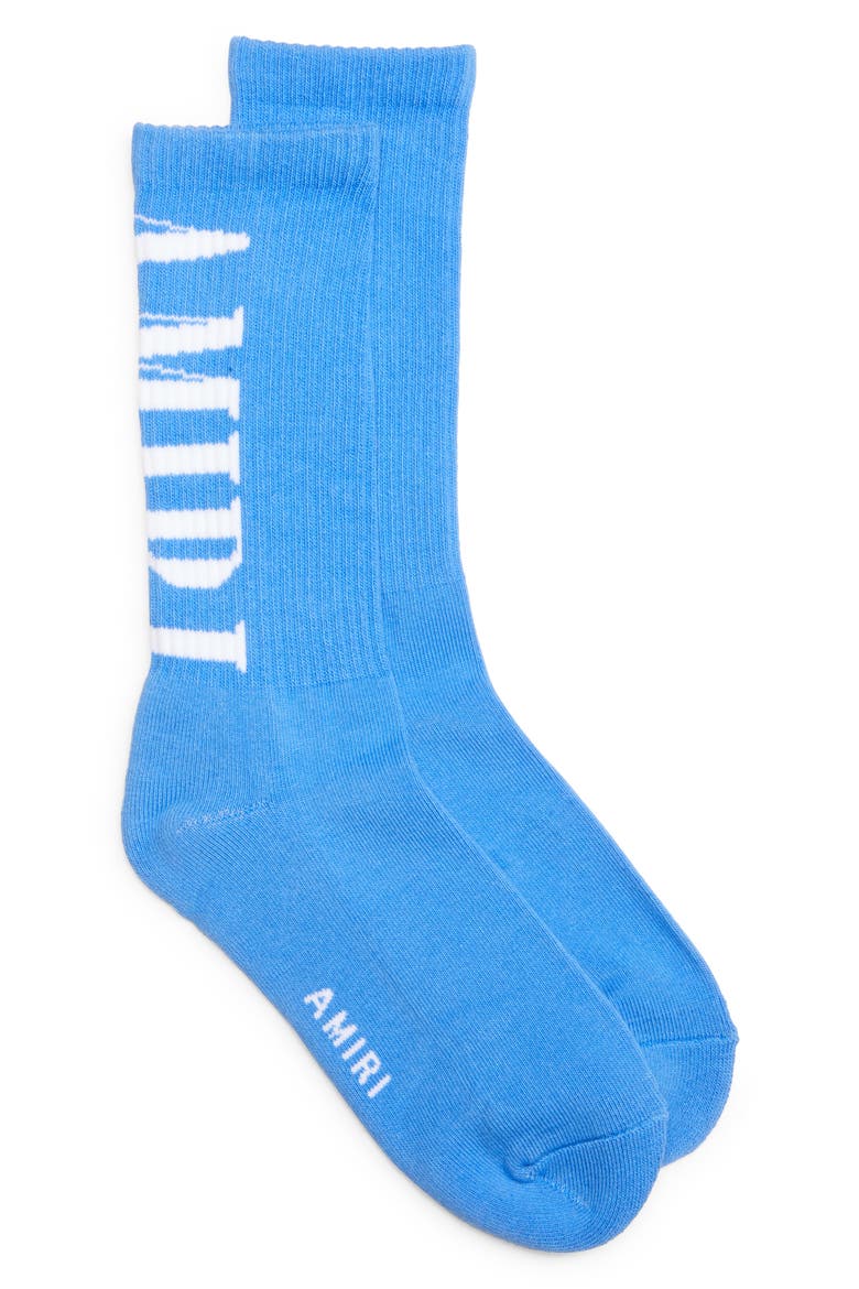 Vertical Logo Rib Crew Socks, Main, color, CAROLINA BLUE