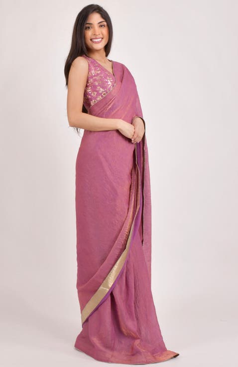 Rhosyn Brocade Pre Pleated Shimmer Saree