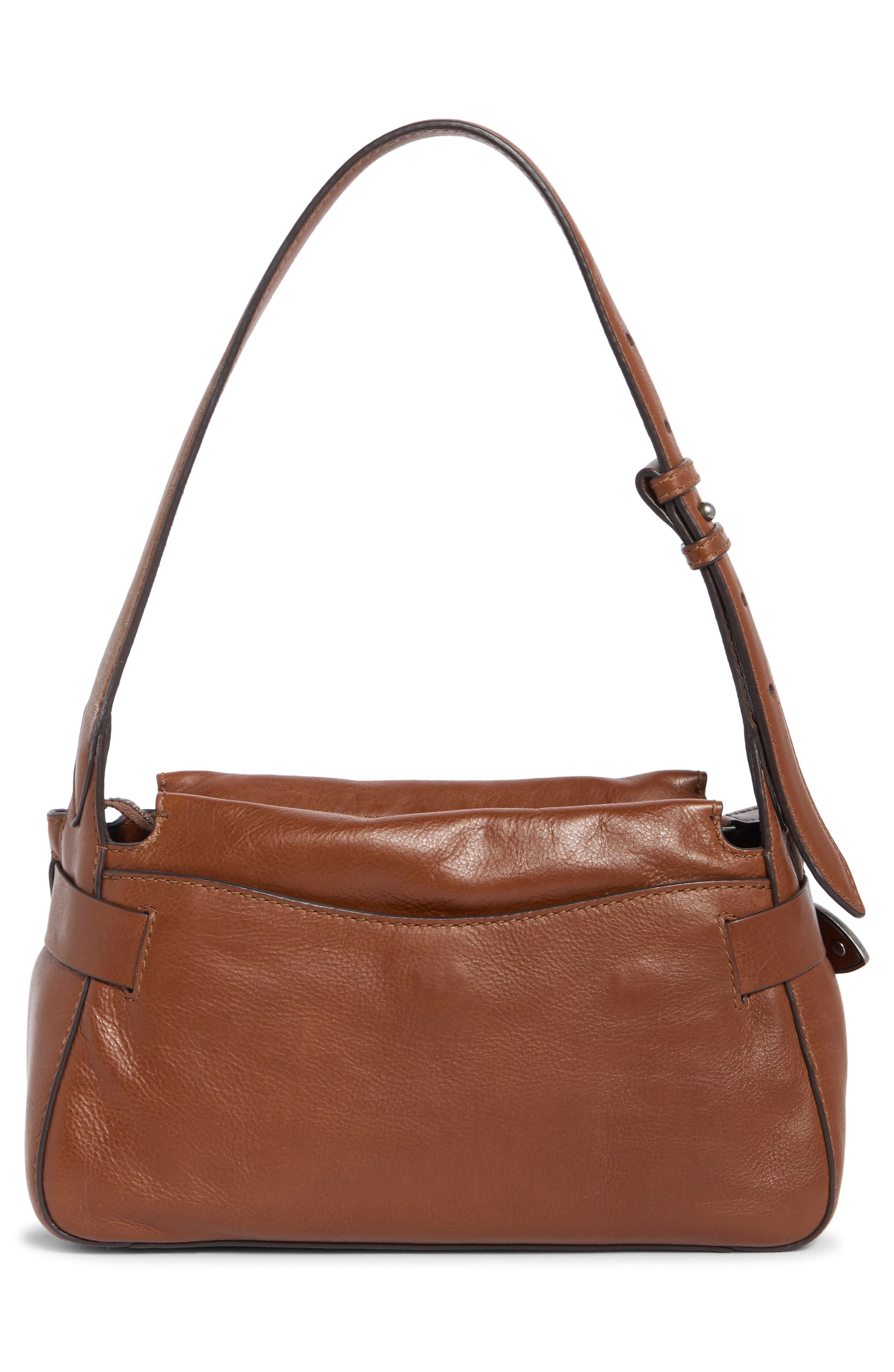 Heather Leather Shoulder Bag, Alternate, color, COGNAC