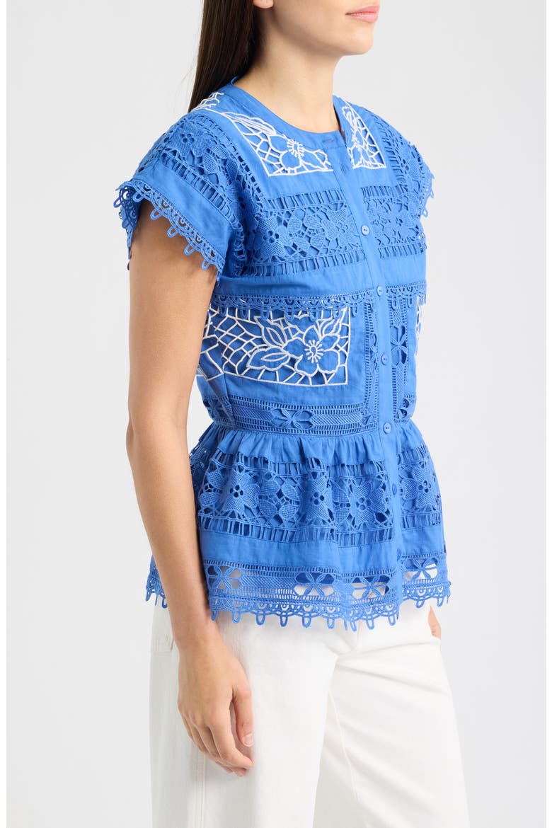 Ava Eyelet Top, Alternate, color, SEAPORT BLUE