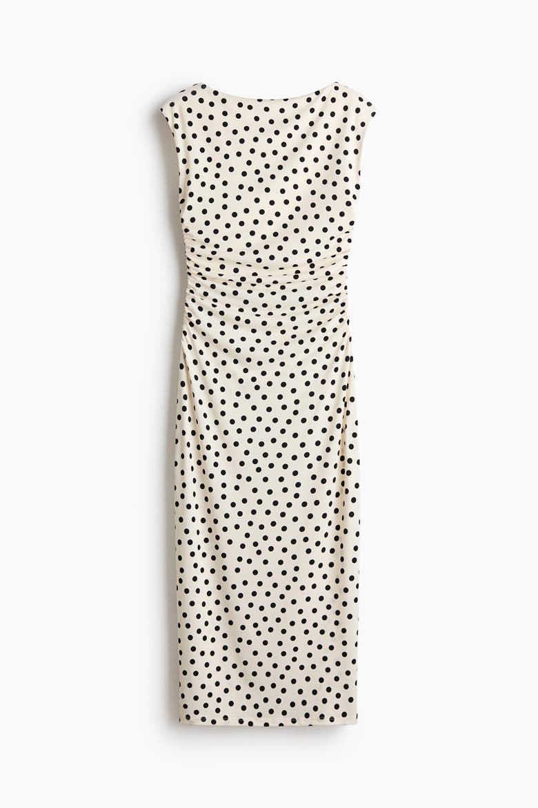 Cap-sleeved Dress, Alternate, color, Cream/polka dot