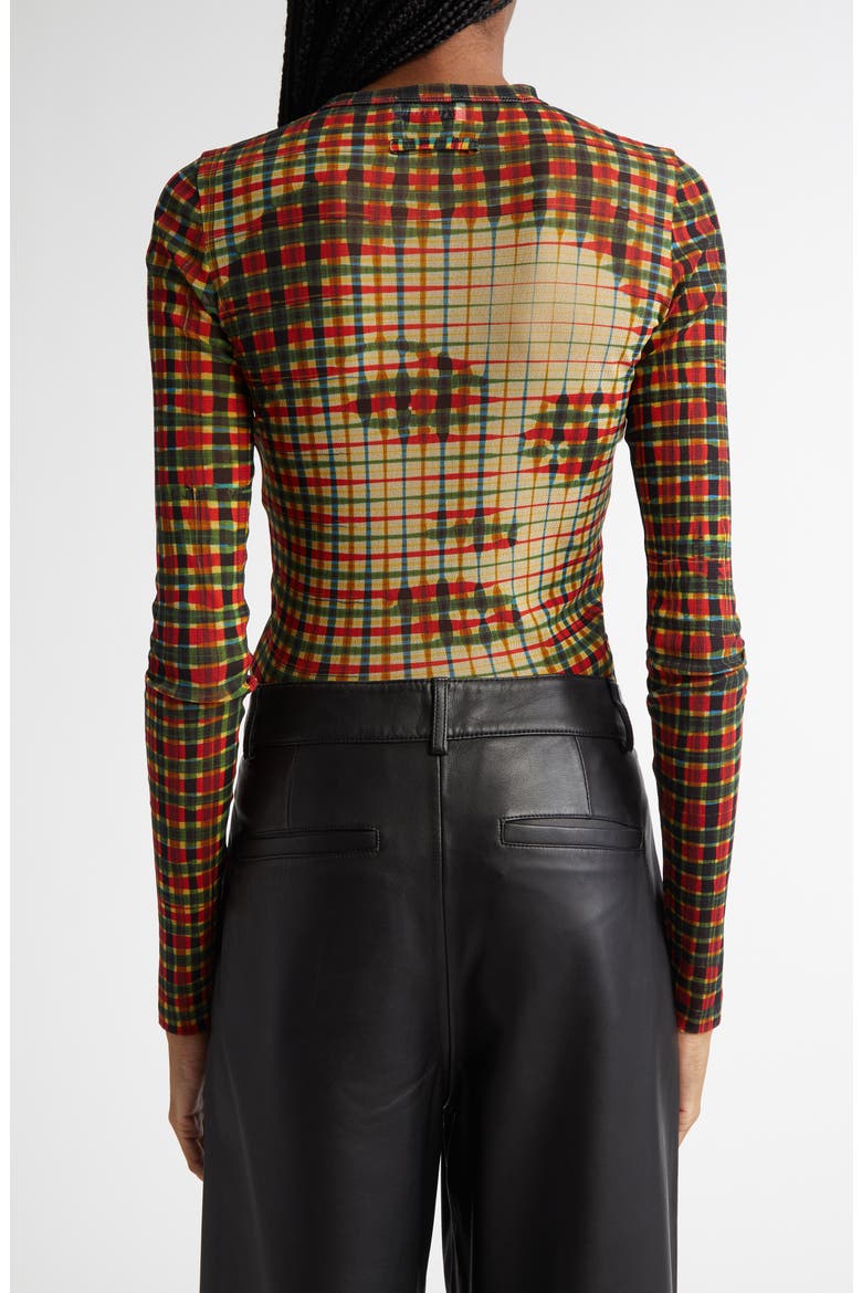 Jean Paul Gaultier Portrait Print Long Sleeve Mesh Top (Women