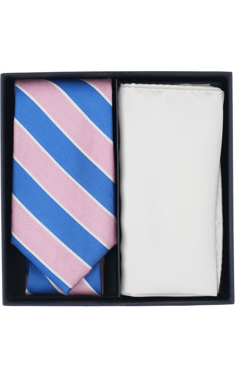 Brooks Brothers Striped Silk Tie & Pocket Square Boxed Set