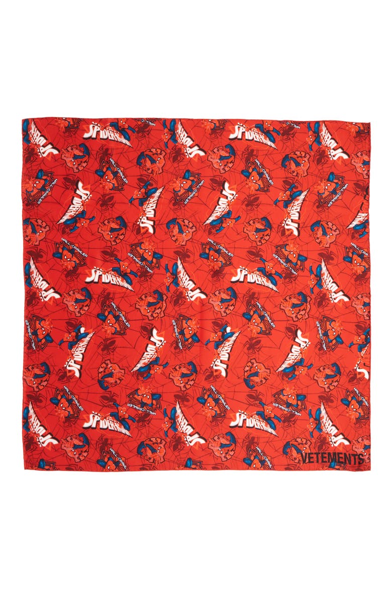 Logo Silk Scarf, Main, color, RED/ SPIDERMAN