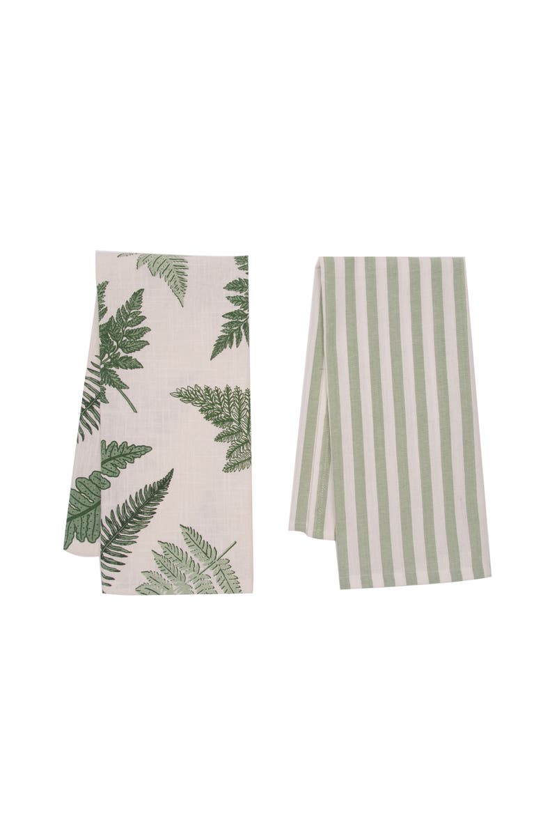 Botanical Forest 100% Cotton Graphic Print Set of 2 Handtowels, Main, color, Green
