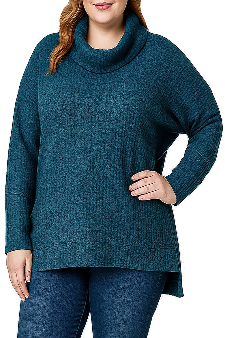 Turtleneck Dolman Sleeve Rib Top, Main, color, STEEL BLUE