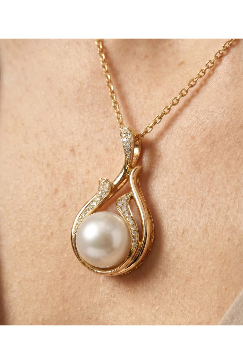 South Sea Pearl & Diamond Layla Pendant, Alternate, color, Yellow Gold