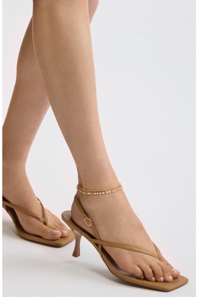Beaded 3-Row Mixed Chain Anklet, Alternate, color, BROWN MULTI- GOLD