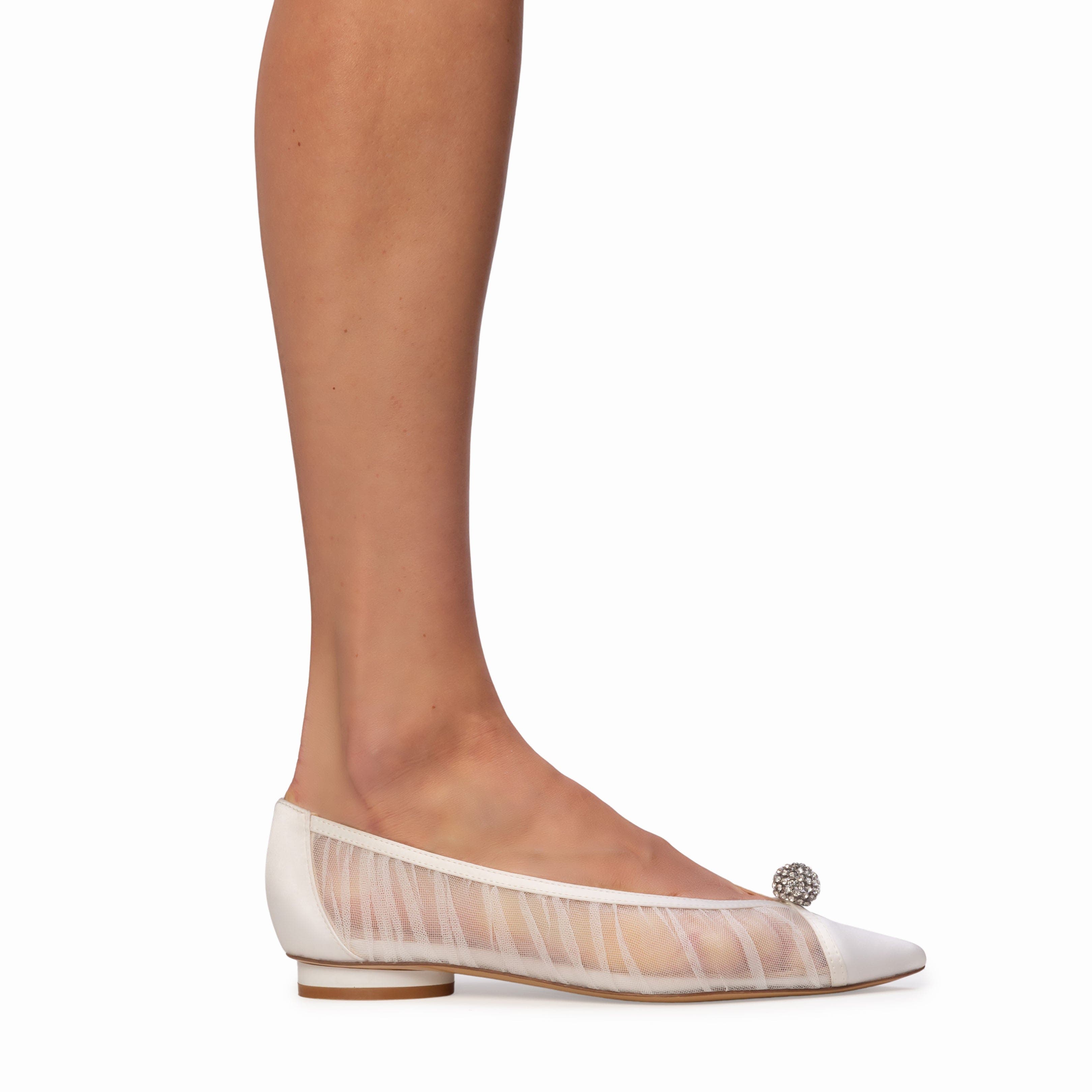 Anne Barge Sabine Flat, Alternate, color, White Tulle