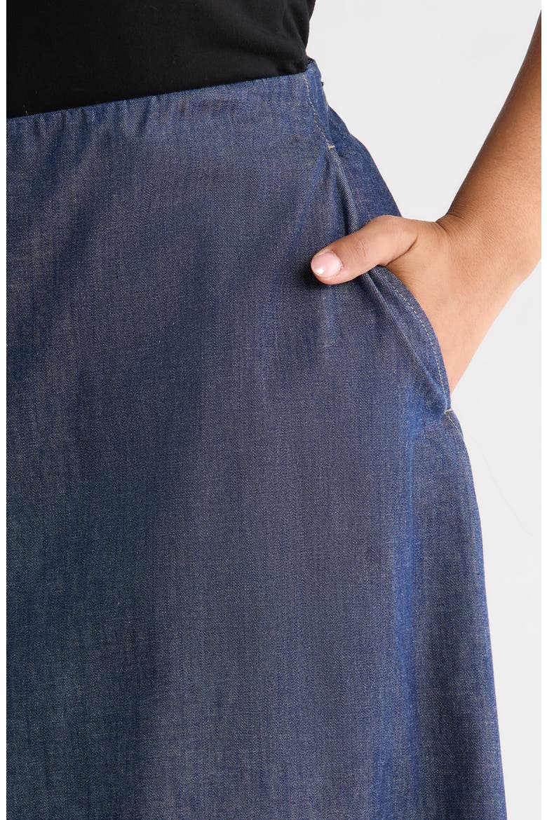 A-Line Organic Cotton Midi Skirt, Alternate, color, DARK INDIGO