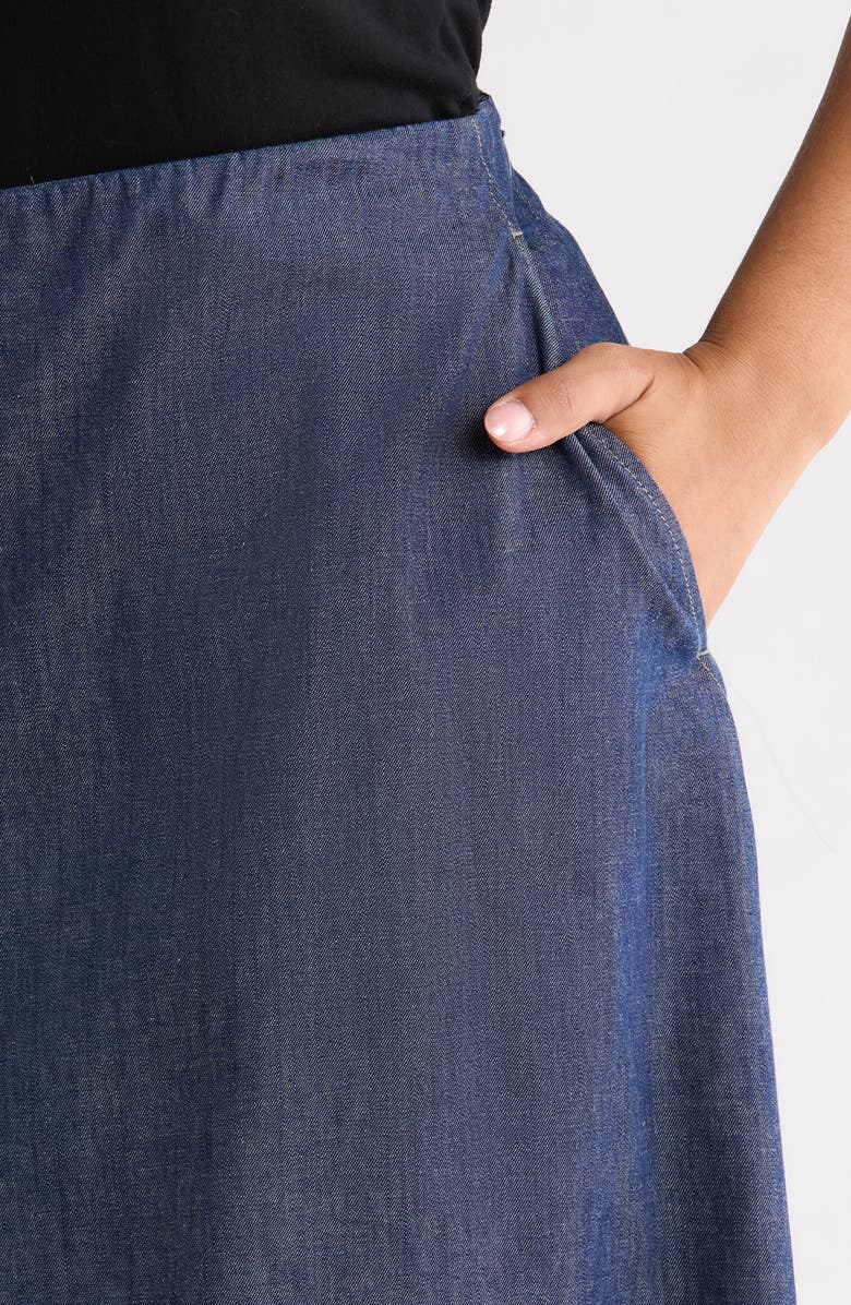 Eileen Fisher A-Line Organic Cotton Midi Skirt, Alternate, color, Dark Indigo