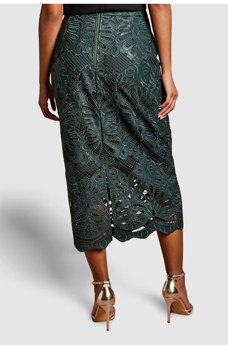 Coast Petite PU Lace Midi Skirt, Alternate, color, Emerald