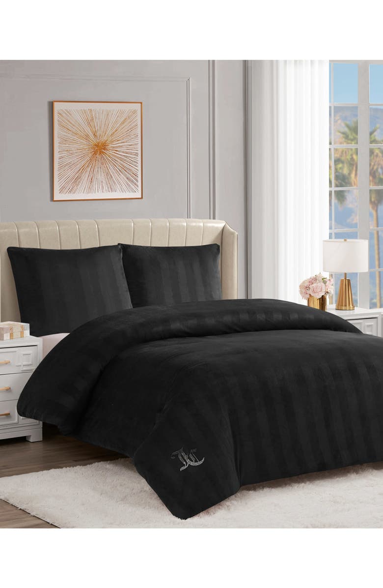 Juicy Couture Jenny Velour Comforter Set, Alternate, color, Black