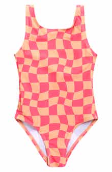 Kids' Wavy Checks One-Piece Swimsuit