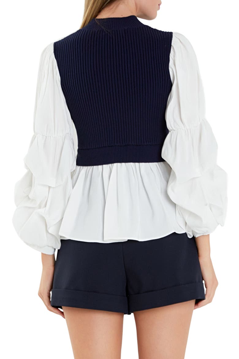 Combo Top, Alternate, color, NAVY/ WHITE